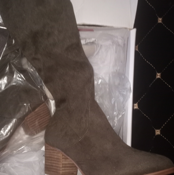 Brand new deep green over the knee boots